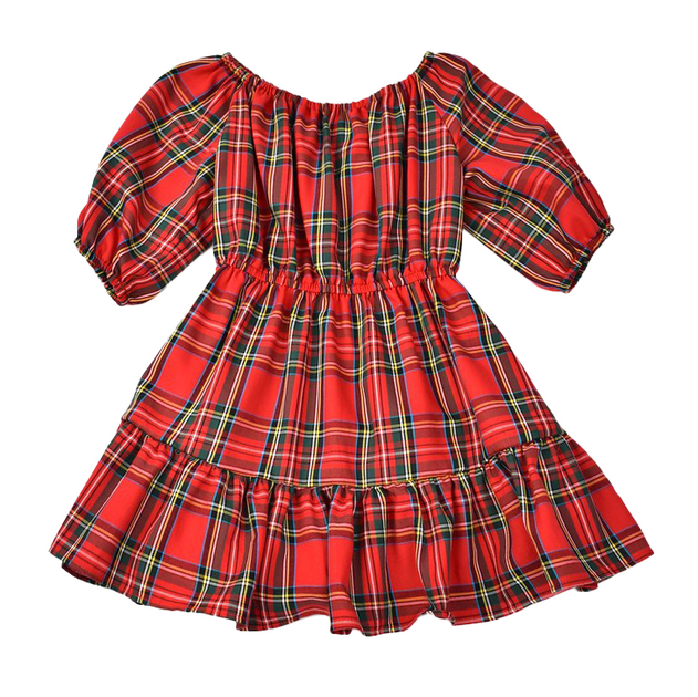 Christmas Plaid Ruffle Dress 4R