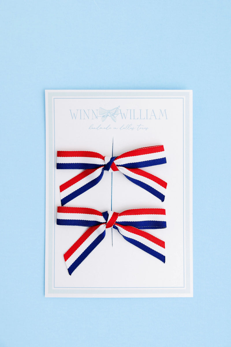 Red, White & Blue Pig-Tail Bows