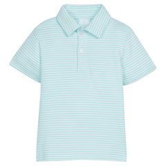 Short Sleeve Polo - Aqua Stripe
