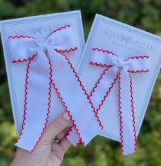 Small Long Tail Bow - Red & White