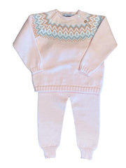 Fair Isle Jogger Set - Light Pink