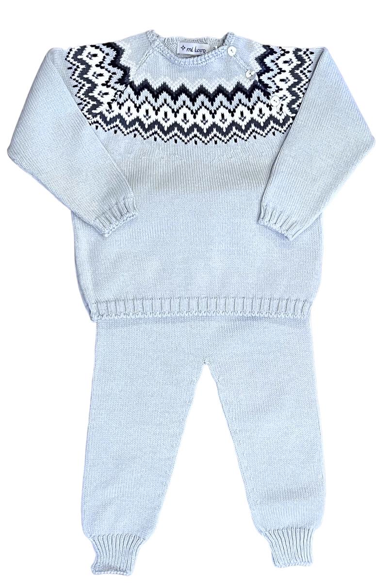 Fair Isle Jogger Set - Light Blue