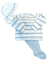 White & Blue Stripe Footed Set