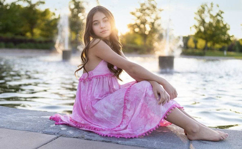 Tie Dye Pom Pom Dress
