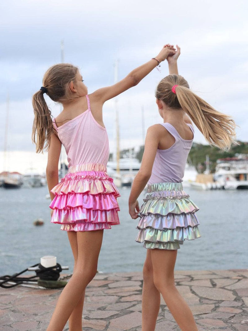 Hologram Ruffle Skort - Silver