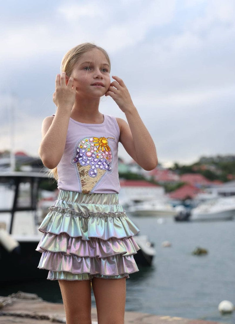 Hologram Ruffle Skort - Silver