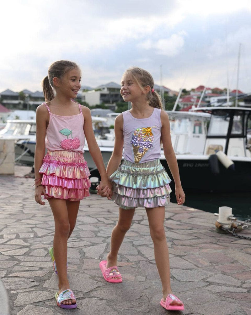 Hologram Ruffle Skort - Pink