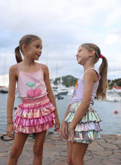 Hologram Ruffle Skort - Pink