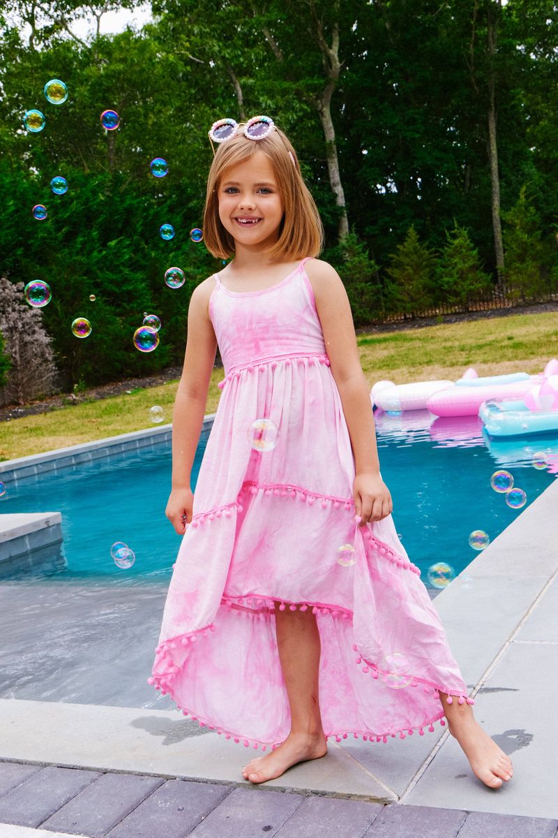 Tie Dye Pom Pom Dress
