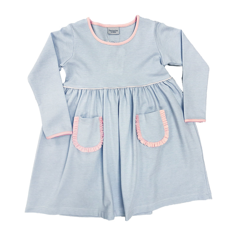 Popover Dress - Blue Stripe/Pink