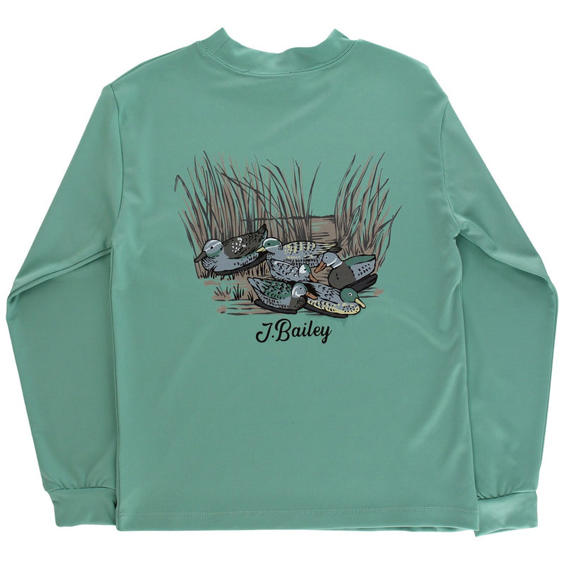 Ducks on Teal Long Sleeve Performance Logo Tee
