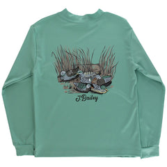 Ducks on Teal Long Sleeve Performance Logo Tee