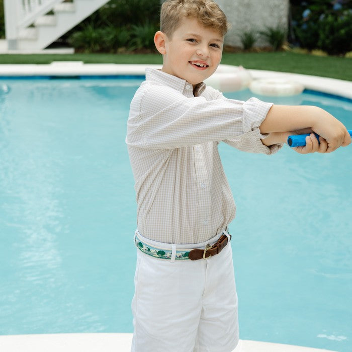 Khaki Check Button Down