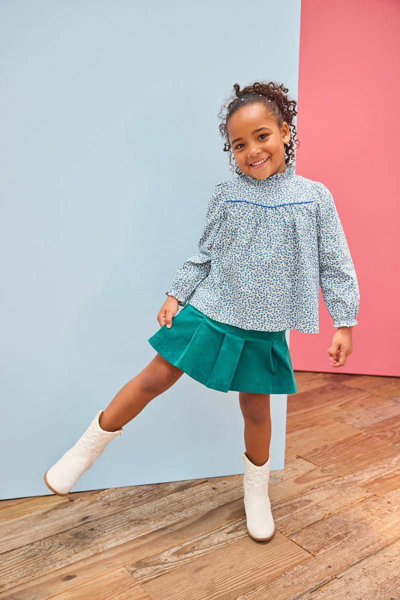 Pleated Mini Skirt - Peacock Velvet