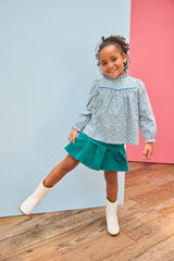 Pleated Mini Skirt - Peacock Velvet
