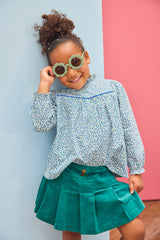 Pleated Mini Skirt - Peacock Velvet