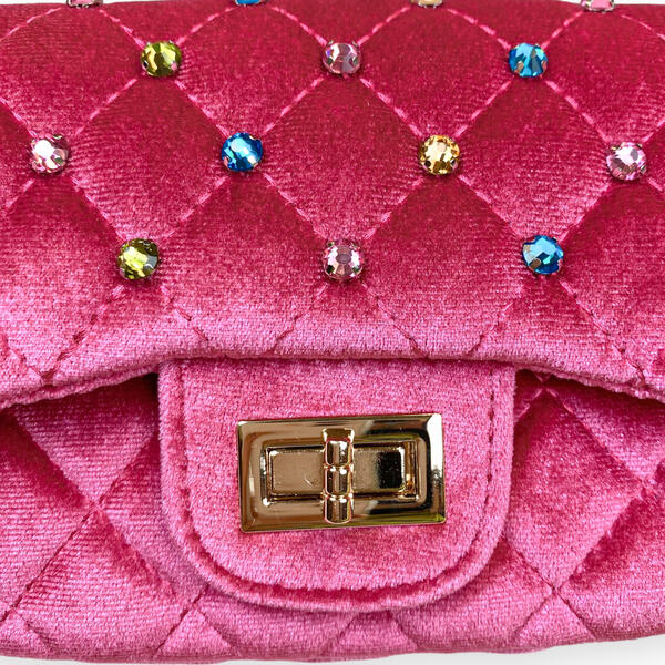 Velvet Quilted Purse - Fuchsia