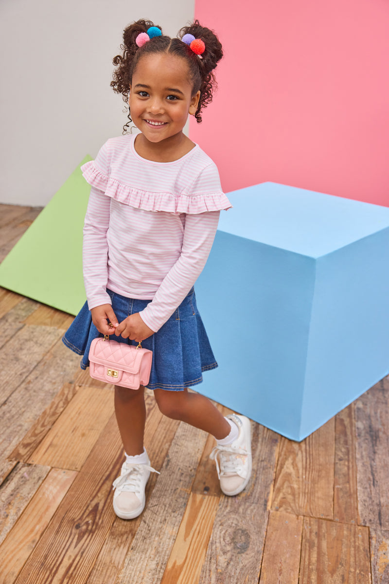 Pleated Mini Skirt - Denim