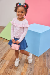 Pleated Mini Skirt - Denim