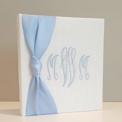 Personalized Baby Book - Linen Book w/ Satin Bow