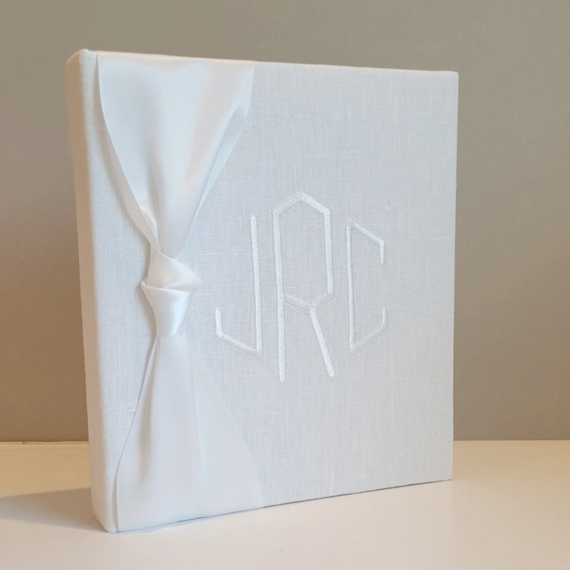 Personalized Baby Book - Linen Book w/ Satin Bow