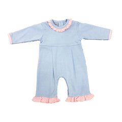 Blue Romper w/ Pink Trim