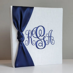 Personalized Baby Book - Linen Book w/ Satin Bow