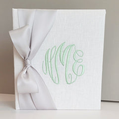 Personalized Baby Book - Linen Book w/ Satin Bow
