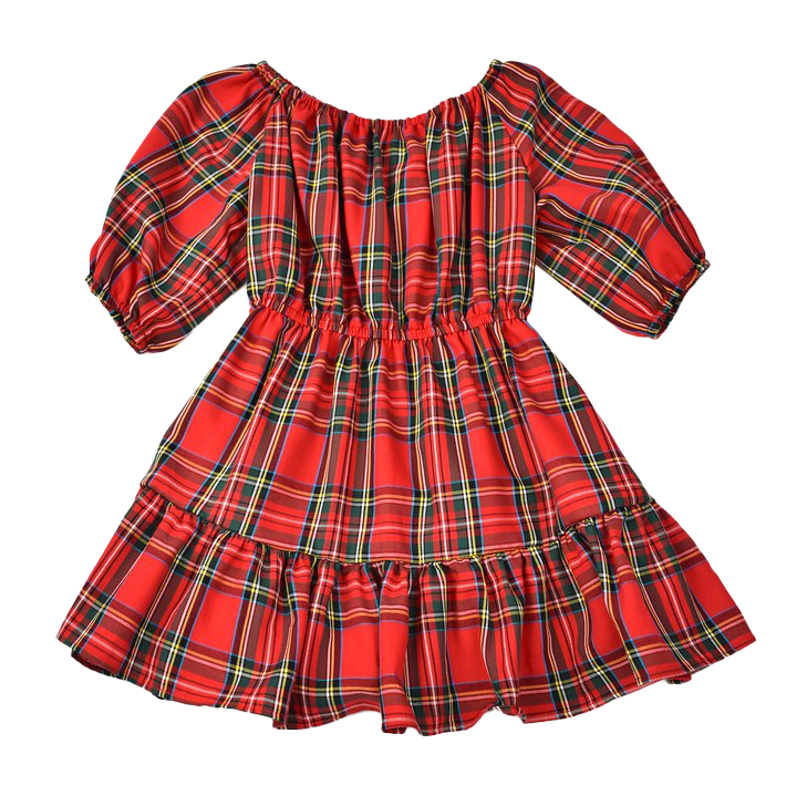 Christmas Plaid Ruffle Dress