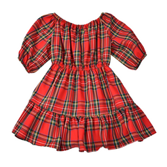 Christmas Plaid Ruffle Dress