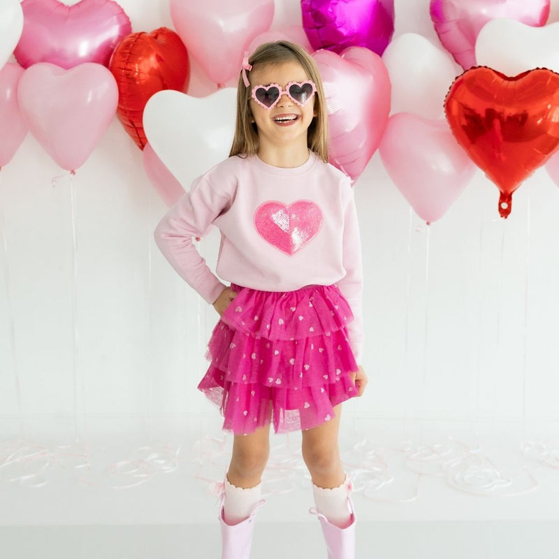 Heart Sequin Patch Sweatshirt