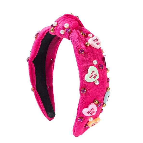 Knotted Headband - Magenta Candy Heart