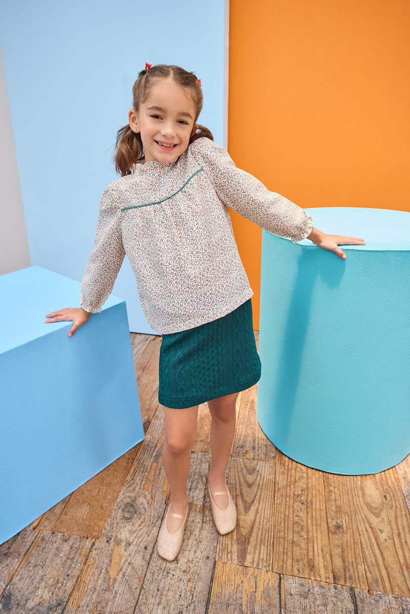 Quilted Mini Skirt - Emerald Cable