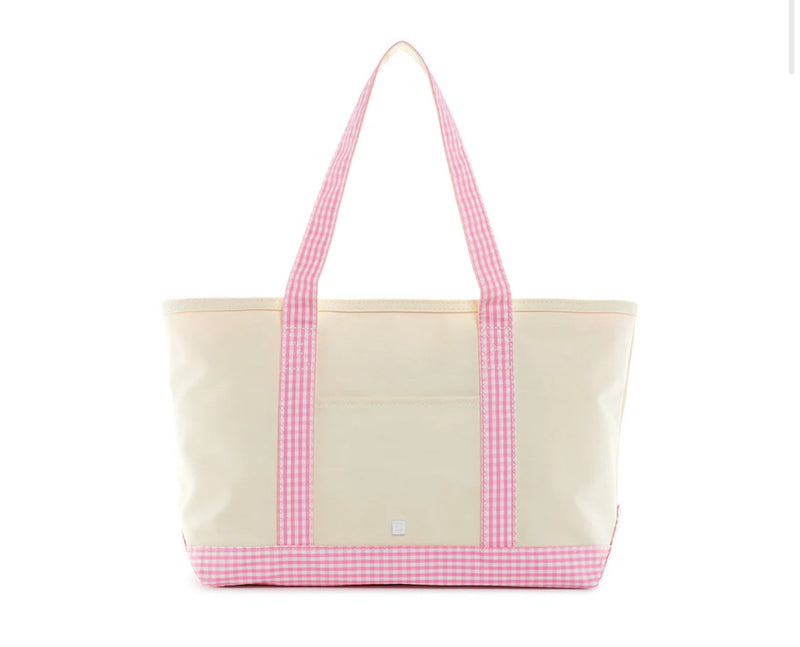 Medium Tote - Natural w/ Pink Gingham Trim