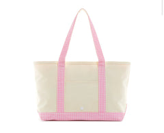 Medium Tote - Natural w/ Pink Gingham Trim