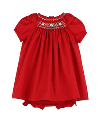 Red Smocked Bishop Dress