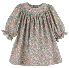 Forest Floral Smocked Bishop Dress
