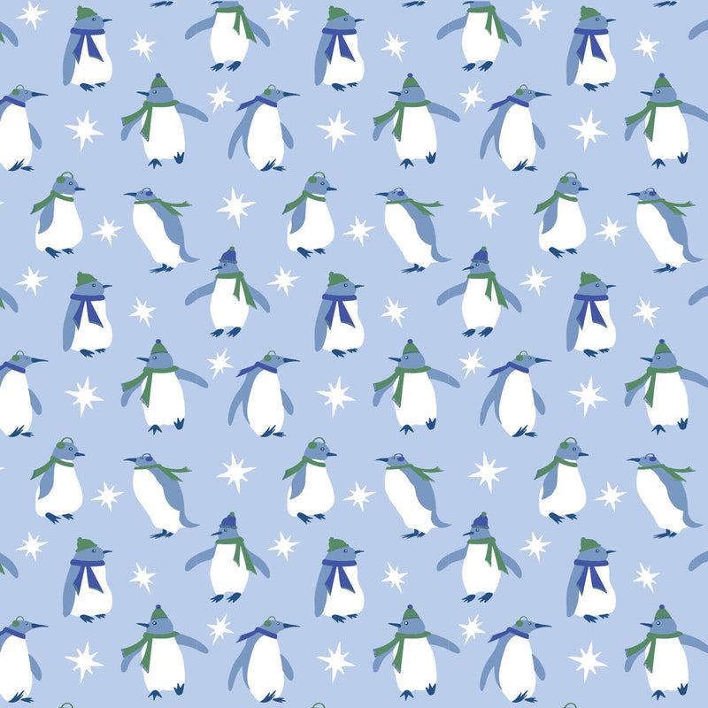 Parker Zippered Pajama Set - Penguin Party Blue