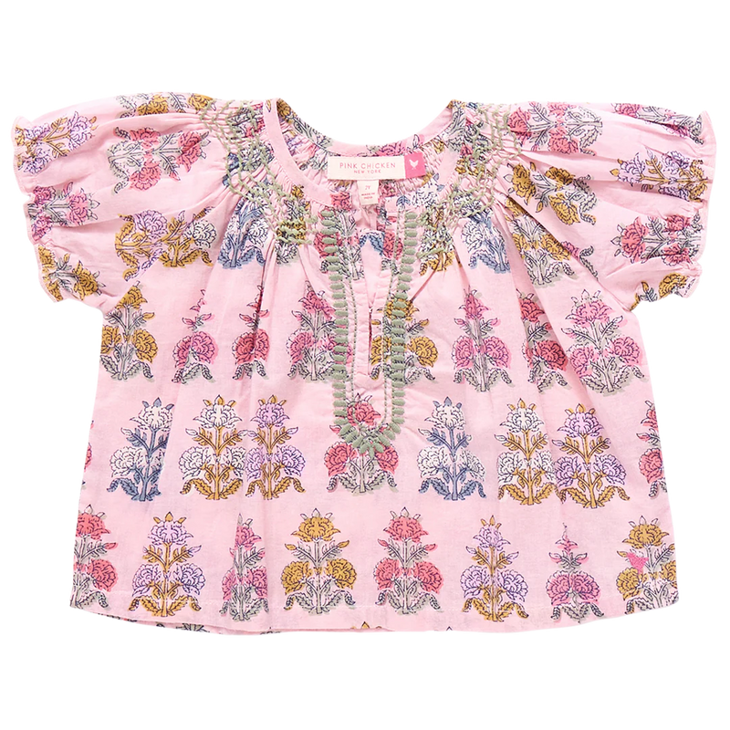 Ava Top - Small Pink Flowerette