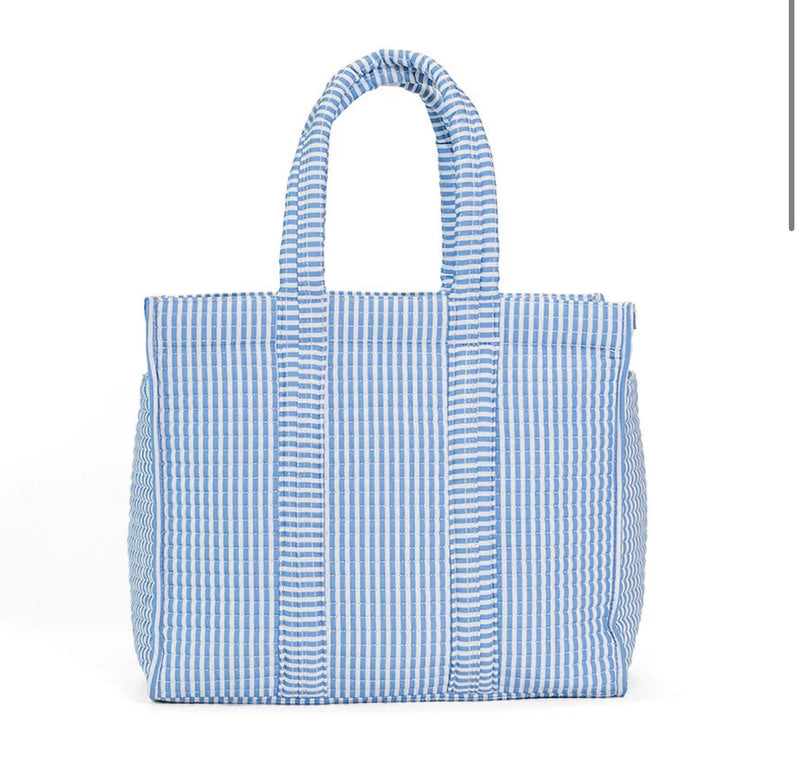 Quilted Go Go Tote - Pimlico Stripe Chambray