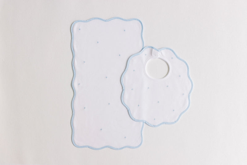 Bib & Burp Set - Blue Dots