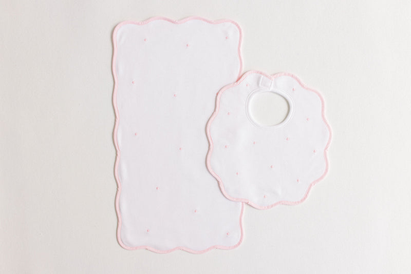 Bib & Burp Set - Pink Dots