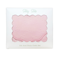 Bib & Burp Set - Pink Jacquard Bows