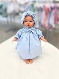 15" Doll Dress - Blue Roselle w/ Bonnet