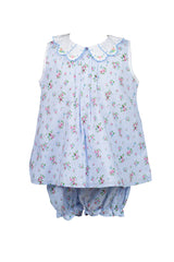 Bea Blue Floral Swiss Dot Bloomer Set