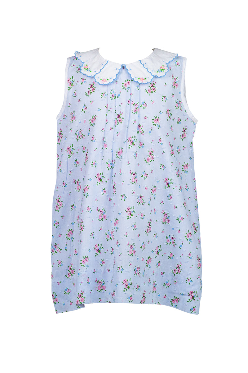 Bea Blue Floral Swiss Dot Dress