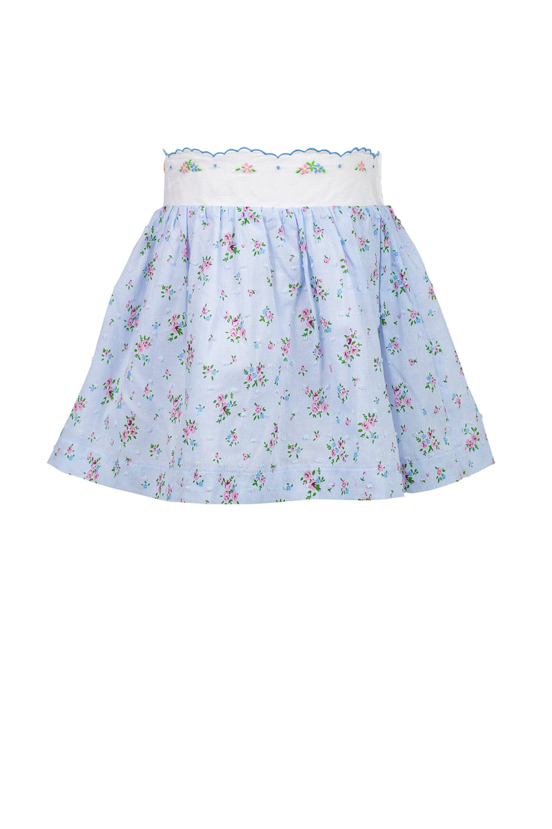 Bea Blue Floral Swiss Dot Skirt