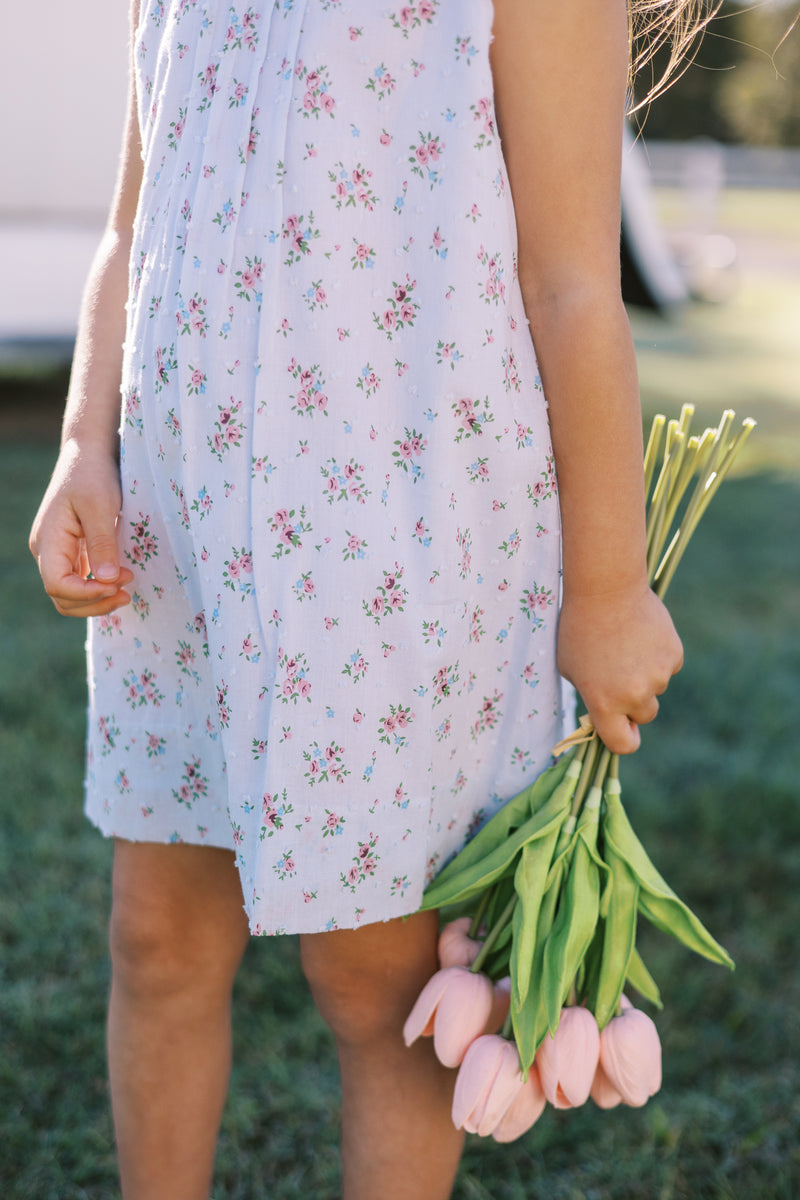 Bea Blue Floral Swiss Dot Dress