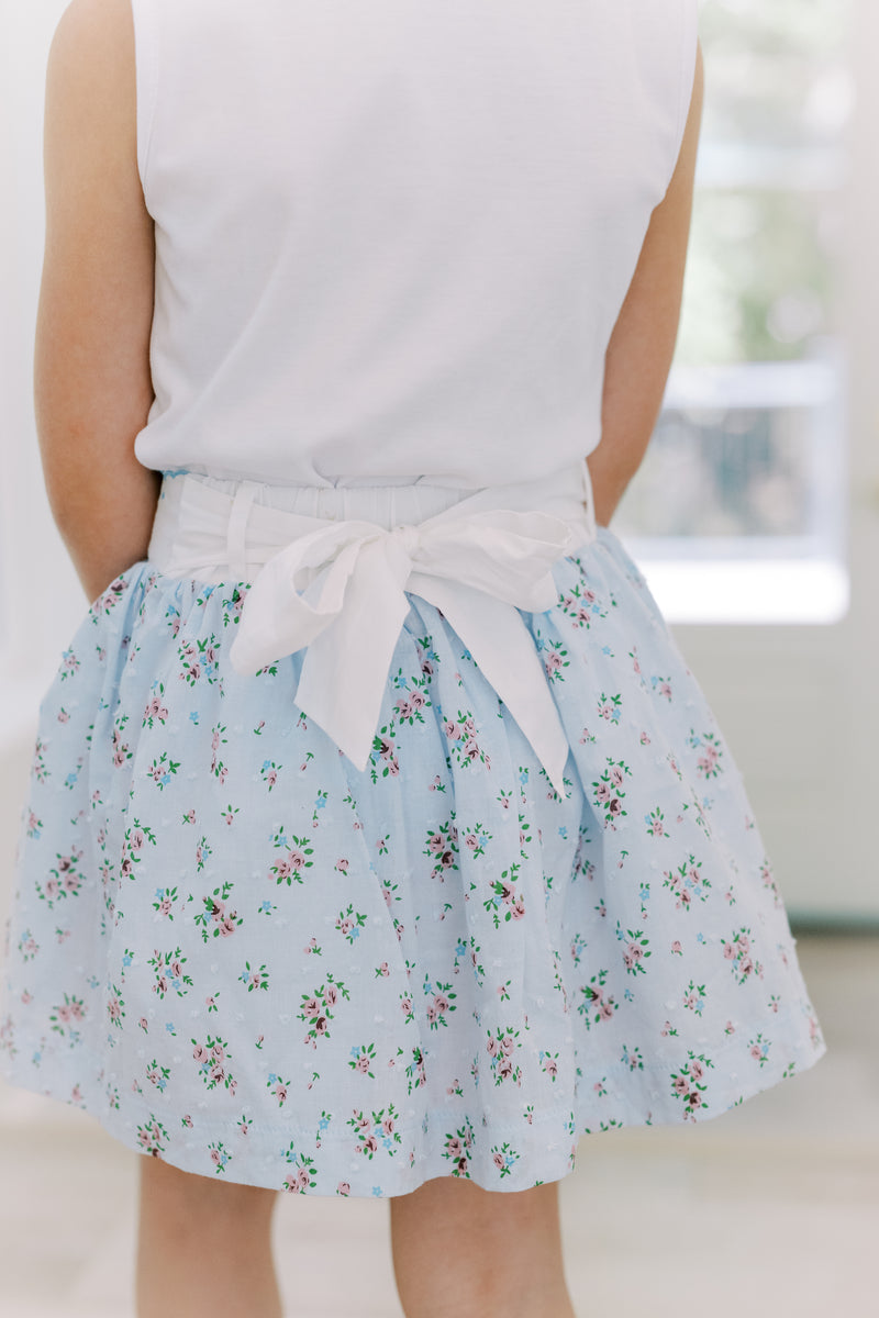 Bea Blue Floral Swiss Dot Skirt