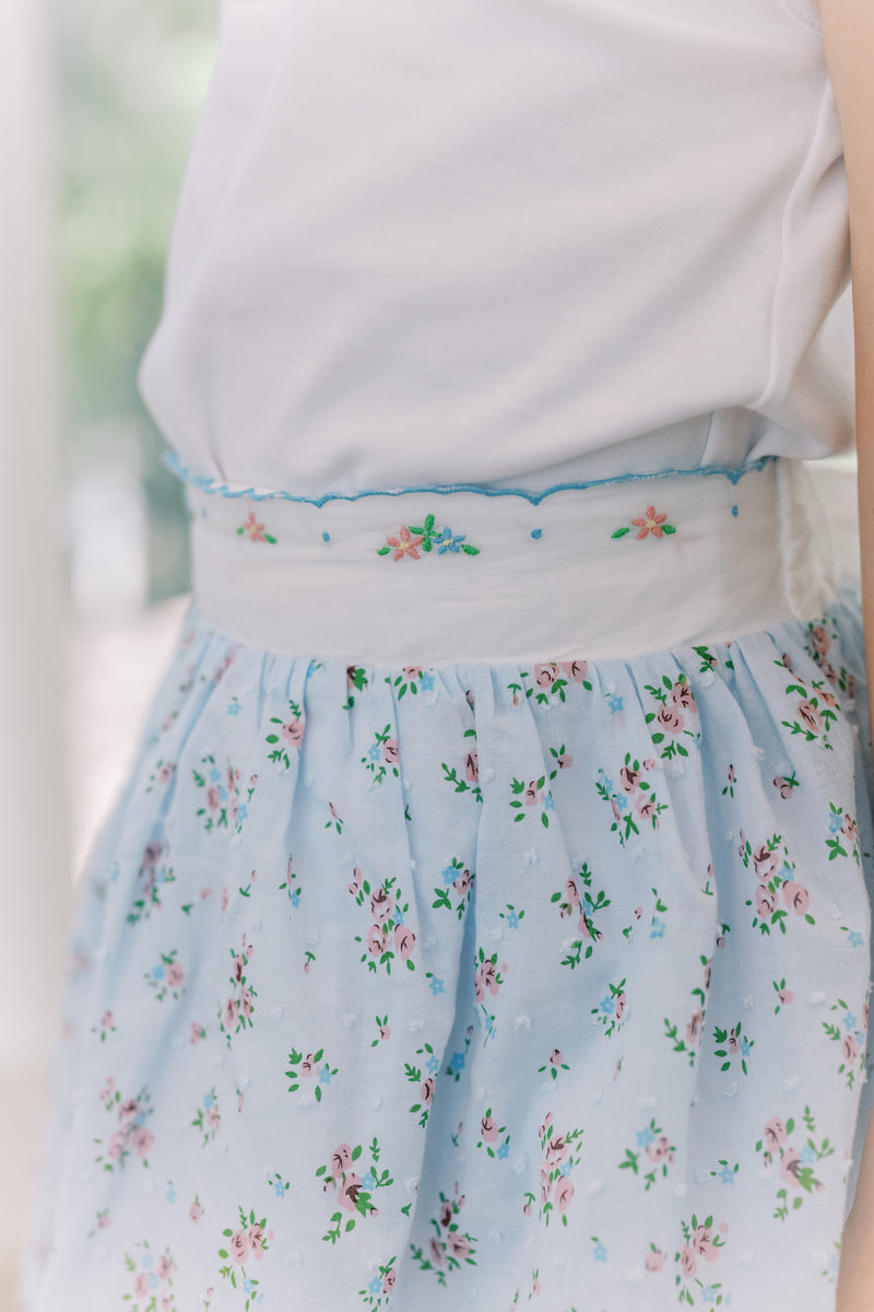 Bea Blue Floral Swiss Dot Skirt